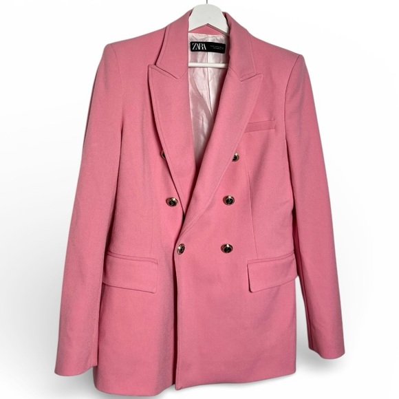 Zara Pink Double Breast Blazer - Picture 2 of 9